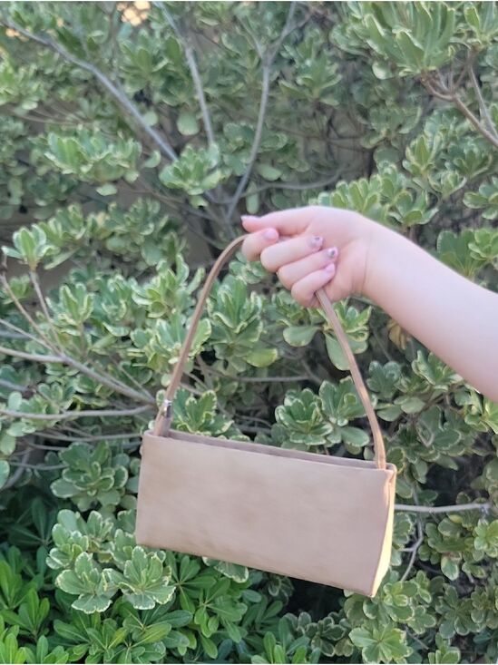 Handbags - Faux Suede Rectangle handbag with changable shoulder strap